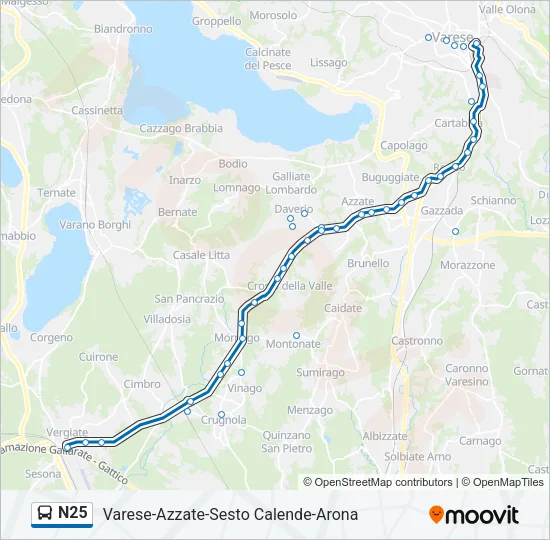 N25 Bus Line Map