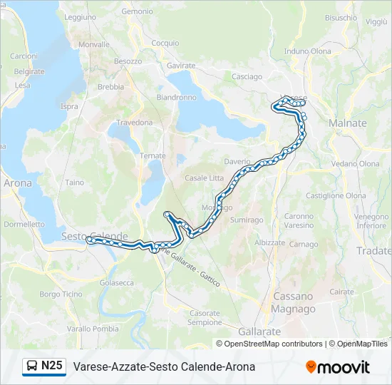 N25 Bus Line Map