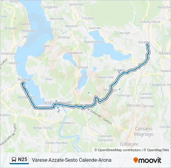 N25 Bus Line Map