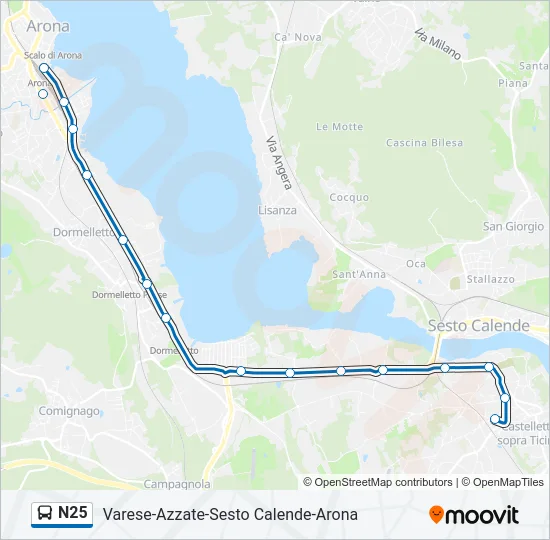 N25 Bus Line Map