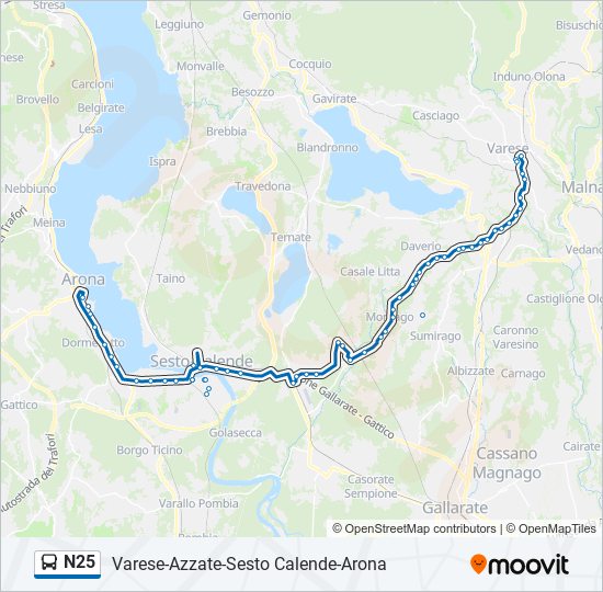 N25 bus Line Map