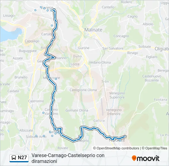N27 Bus Line Map