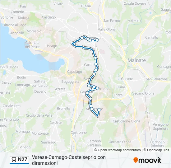 N27 Bus Line Map