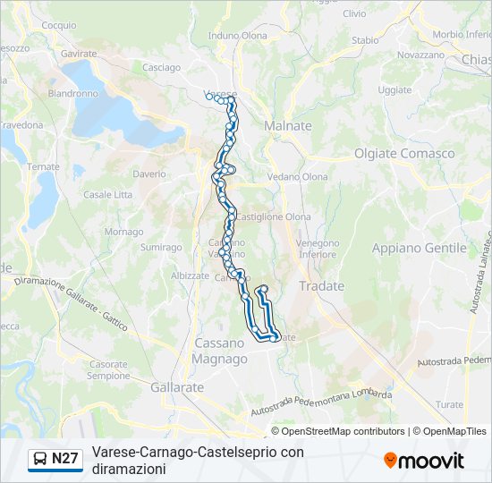 N27 bus Line Map