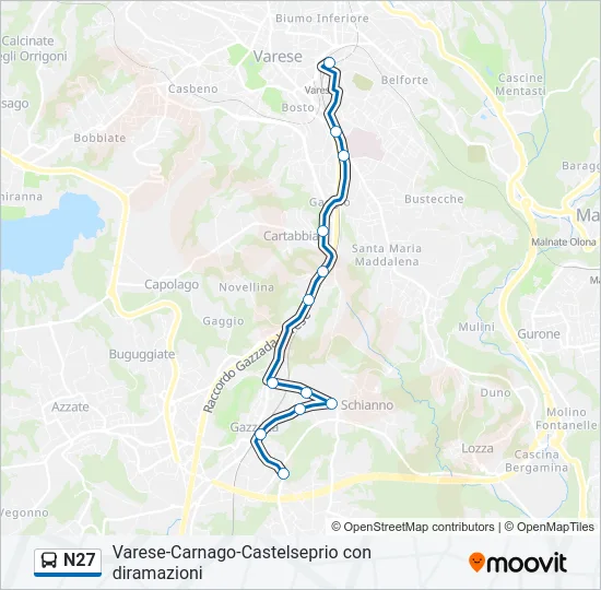 N27 Bus Line Map