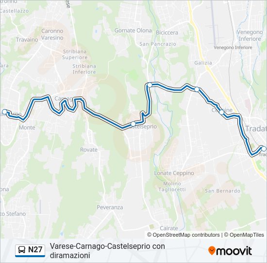 Percorso linea bus N27