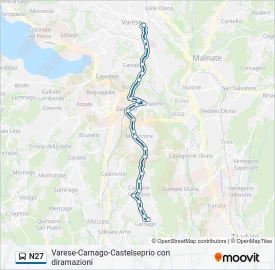 N27 Bus Line Map