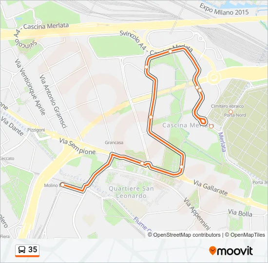 35 Bus Line Map