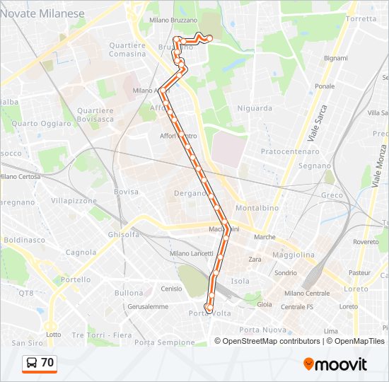 70 bus Line Map