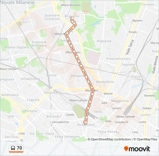 70 Bus Line Map