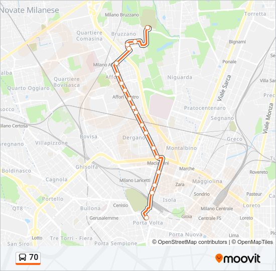 70 bus Line Map