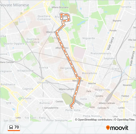 70 Bus Line Map