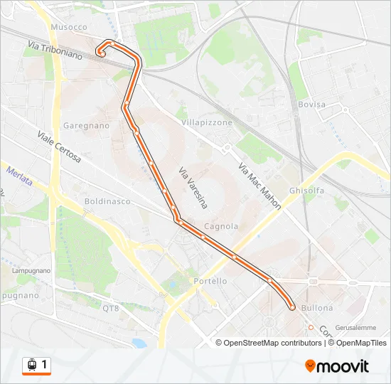 1 Light Rail Line Map