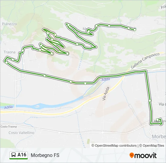 A16 Bus Line Map