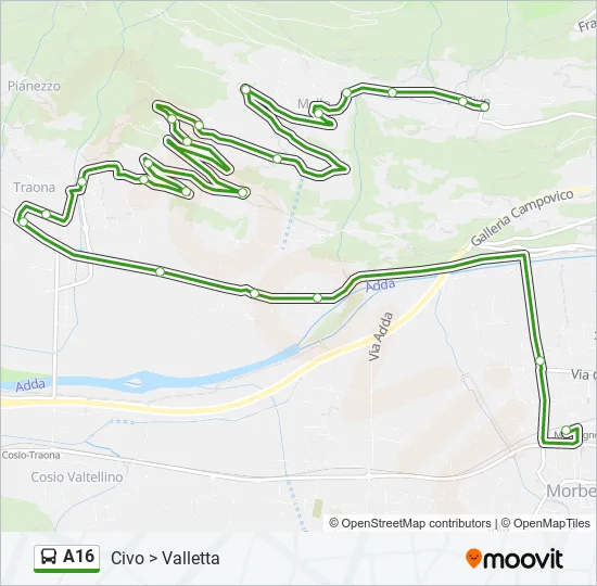 Percorso linea bus A16