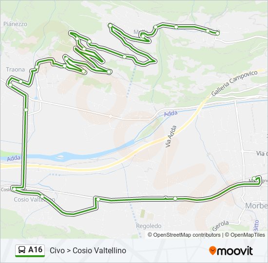 Percorso linea bus A16