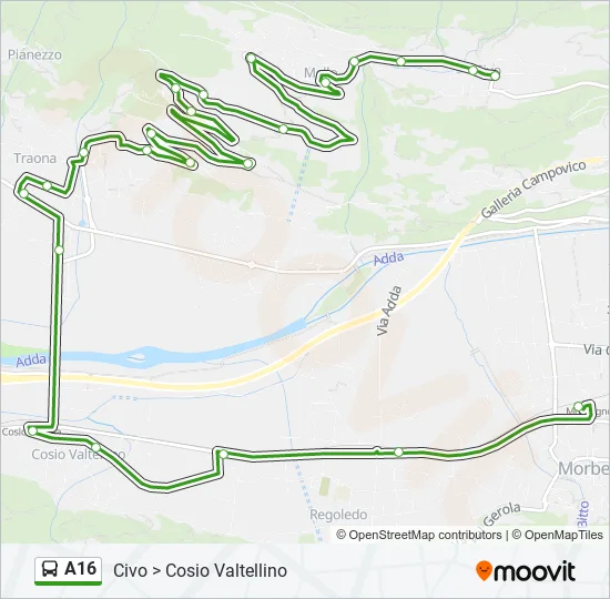 A16 Bus Line Map