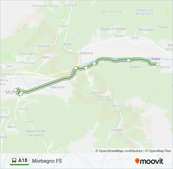 A18 Bus Line Map