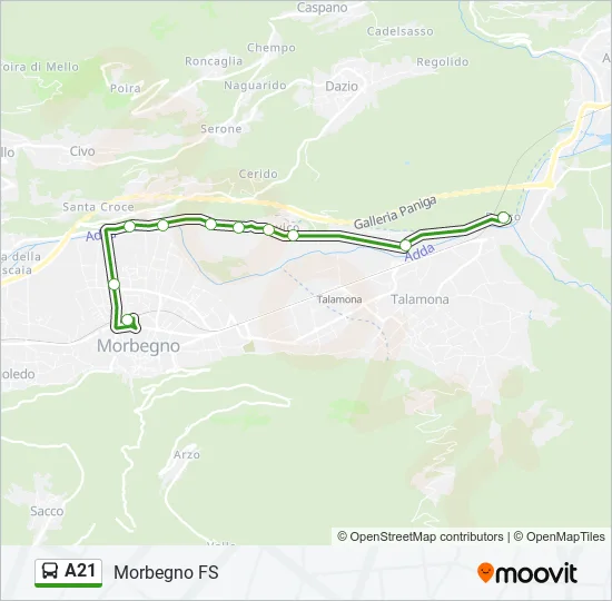 Percorso linea bus A21