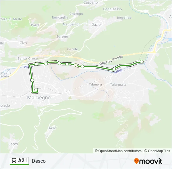 Percorso linea bus A21