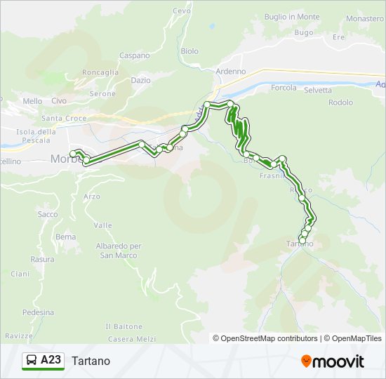 Percorso linea bus A23