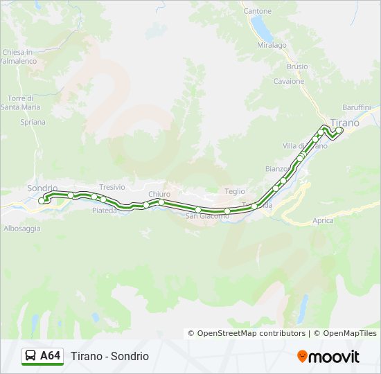 Percorso linea bus A64