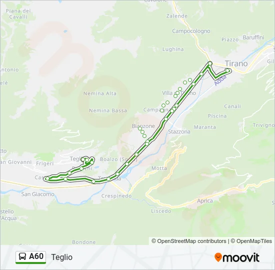 Percorso linea bus A60