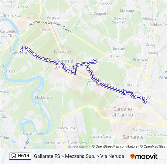H614 Bus Line Map