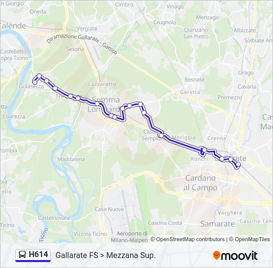 H614 Bus Line Map