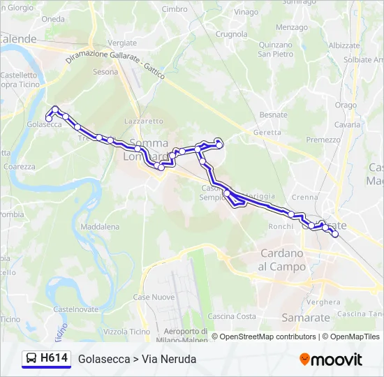 H614 Bus Line Map