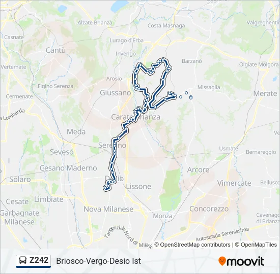 Z242 Bus Line Map