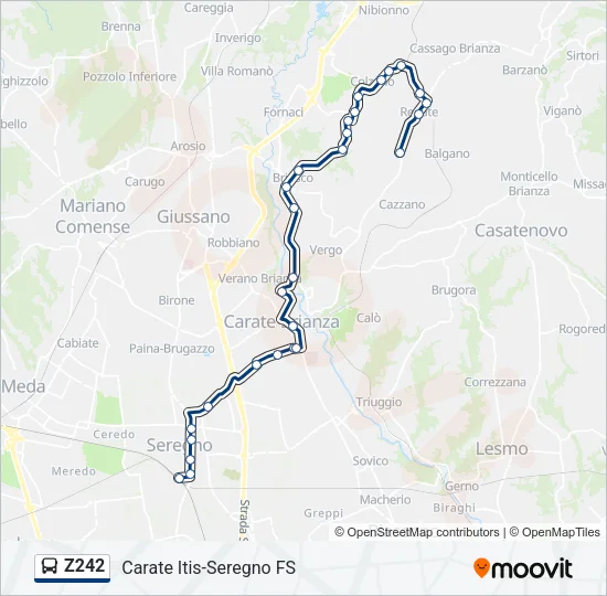 Percorso linea bus Z242