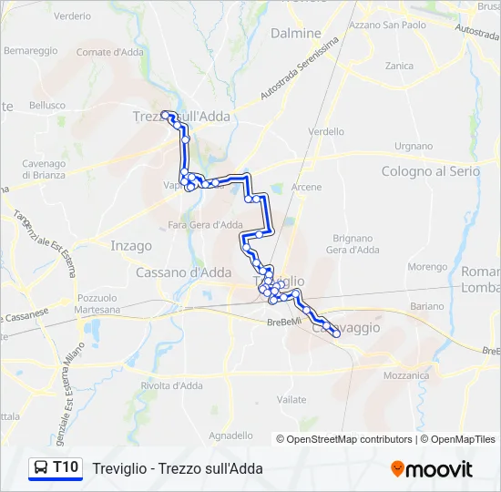 T10 Bus Line Map