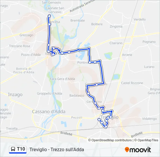 T10 Bus Line Map