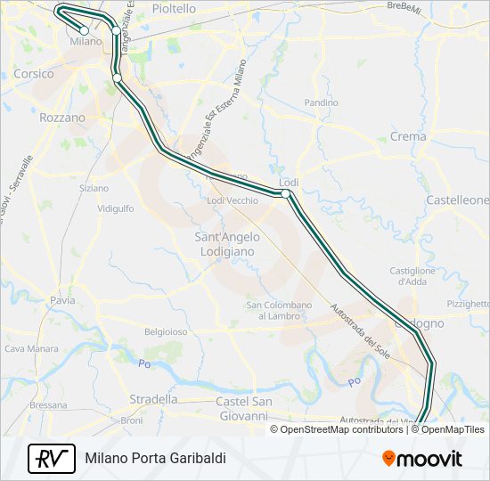 Percorso linea treno RV