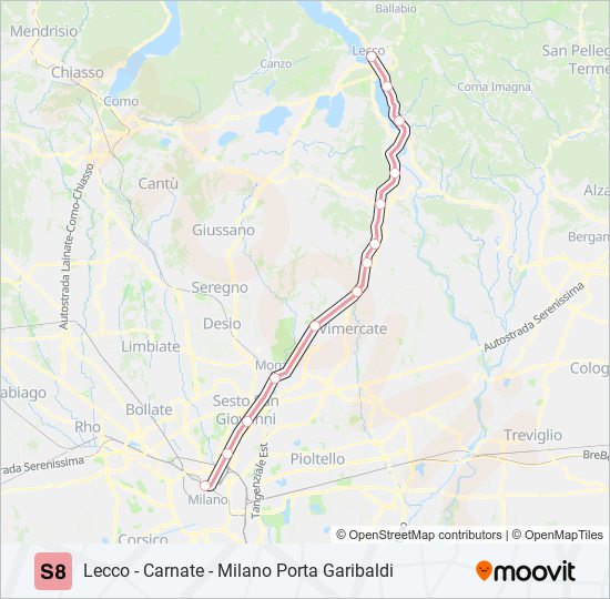 Percorso linea  S8