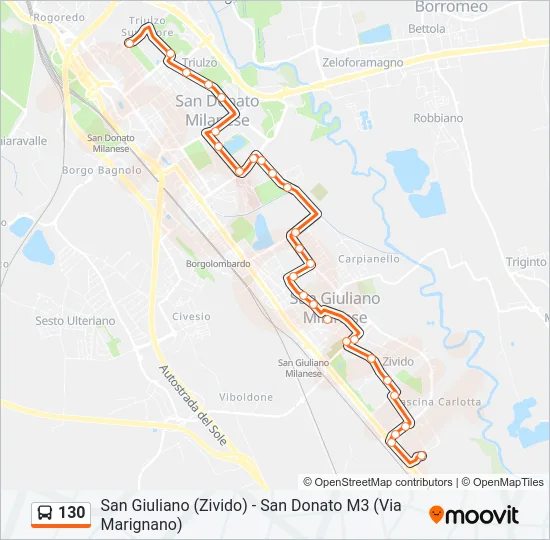 130 Bus Line Map