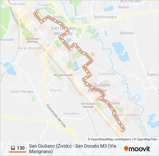 130 Bus Line Map