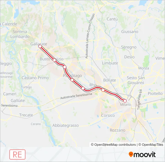 RE5 Train Line Map