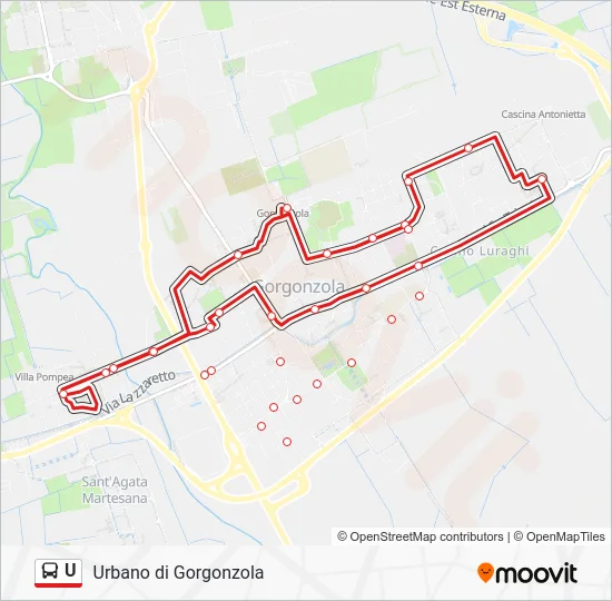 Percorso linea bus U