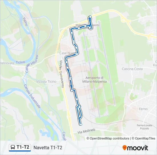 T1-T2 Bus Line Map