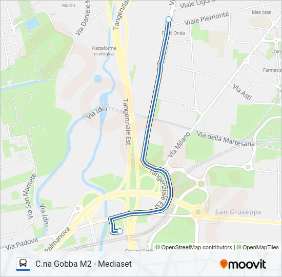 Percorso linea bus MEDIASET