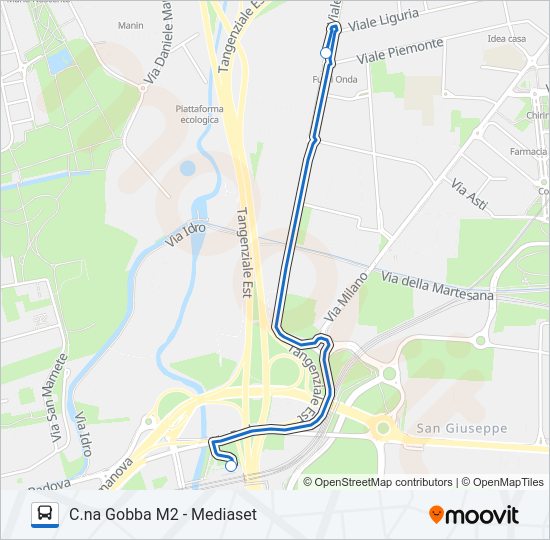 Percorso linea bus MEDIASET