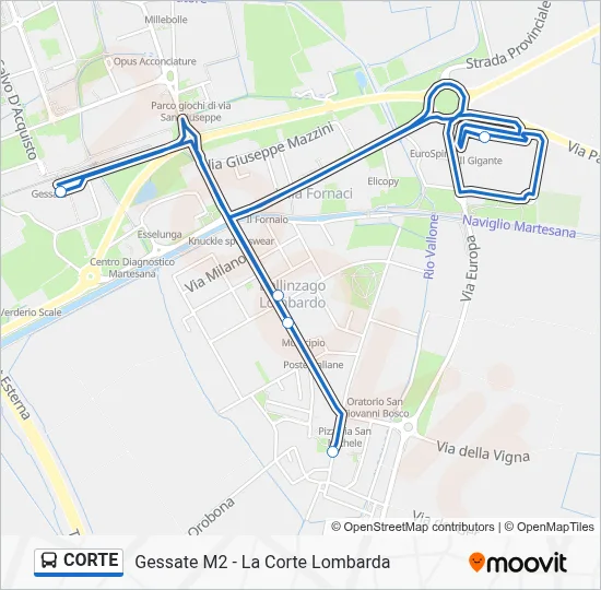 Percorso linea bus CORTE