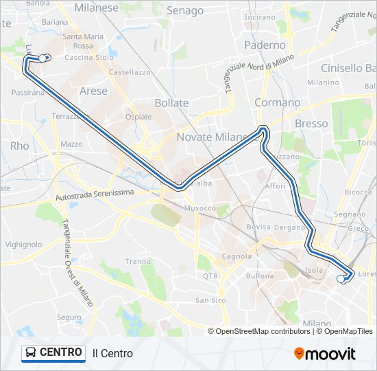 Percorso linea bus CENTRO