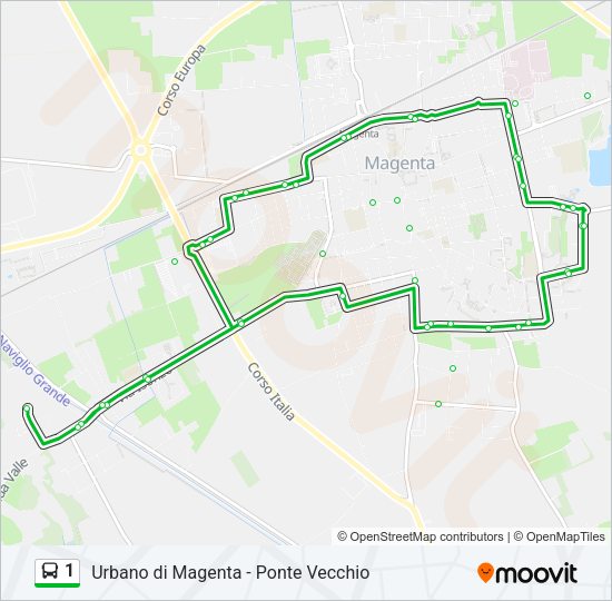 Percorso linea bus 1