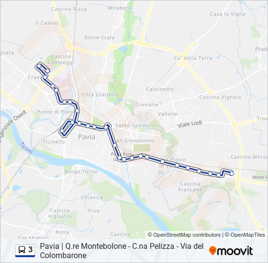 Percorso linea bus 3