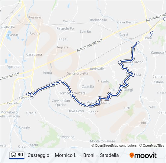 Percorso linea bus 80