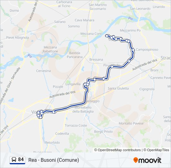 Percorso linea bus 84