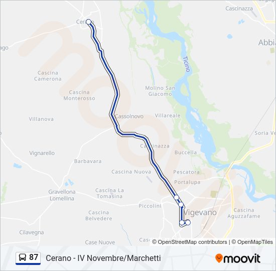 Percorso linea bus 87